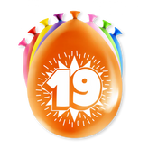 Ballonnen 19 Jaar Meerkleurig 8st